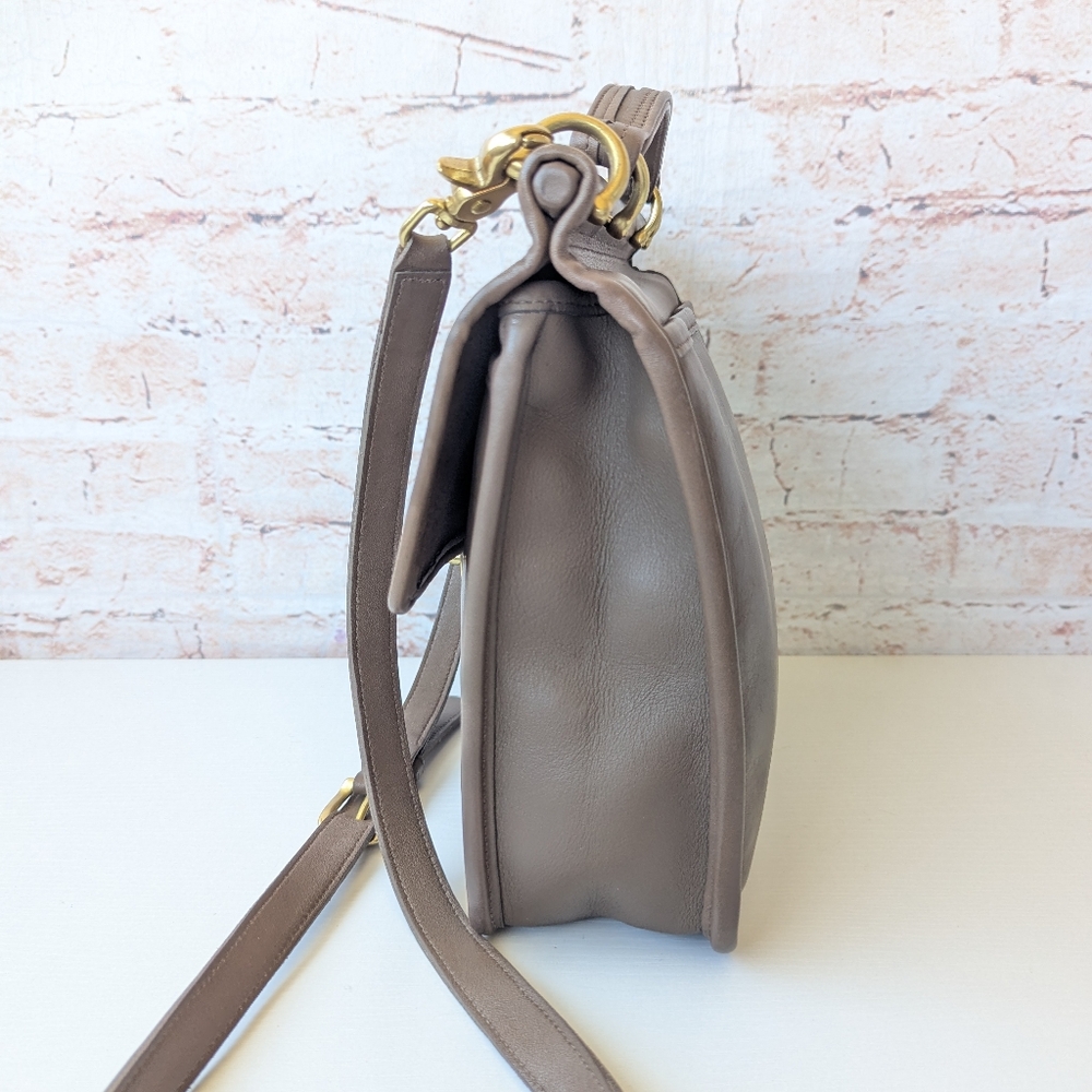 Coach Taupe Leather Top Handle Crossbody Bag with Gold Hardware - Picture 6 of 15